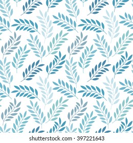 Floral seamless pattern with branches and leaves. Vector illustration.
