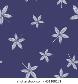Floral seamless pattern with branches and leaves.Thin line background. Vector illustration