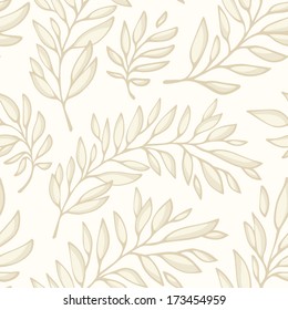 Floral seamless pattern with branches. Neutral decorative background. Vector illustration