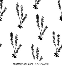 Patrón floral sin fisuras con ramas sobre fondo blanco. Ornamento con hojas tropicales, brotes. Ilustración vectorial para tela, textil, papel pintado, carteles, papel. Impresión de moda. Estilo Doodle. 