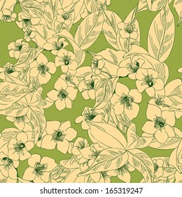 Floral seamless pattern with branches. Vector illustration