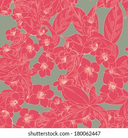 Floral seamless pattern with branches. Vector