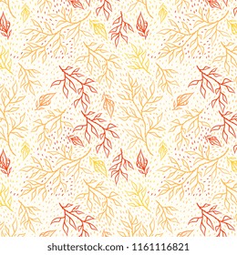 Floral seamless pattern with branches in warm colours