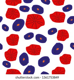 Floral seamless pattern, bright abstract flowers on white background 