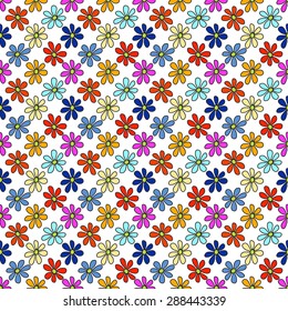 Floral seamless pattern. Bright, cheerful daisy flowers, daisies on a white background.