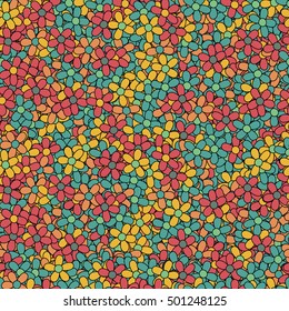  floral seamless pattern, bright coloful endless texture in orange, green , red, yellow colors
vector eps 8