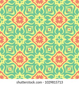 Floral seamless pattern. Bright colored background with pink and green flower elements for wallpapers, textile and fabrics