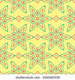 Floral seamless pattern. Bright colored background with pink and green flower elements for wallpapers