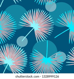 Floral seamless pattern in bright style. Palm leaves. Vector botanical illustration.