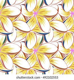 Floral seamless pattern with bright summer flowers. Endless vector texture for romantic design, decoration, greeting cards, posters, invitations, advertisement, for textile print and fabric.