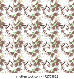 Floral seamless pattern with bright summer flowers. Endless vector texture for romantic design, decoration, greeting cards, posters, invitations, advertisement, for textile print and fabric.