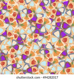 Floral seamless pattern with bright summer flowers. Endless vector texture for romantic design, decoration, greeting cards, posters, invitations, advertisement, for textile print and fabric.