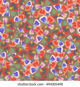 Floral seamless pattern with bright summer flowers. Endless vector texture for romantic design, decoration, greeting cards, posters, invitations, advertisement, for textile print and fabric.