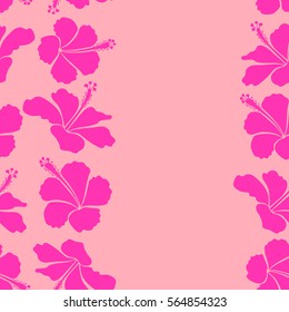 Floral seamless pattern with bright summer flowers in neutral and magenta colors and copy space. Endless vertical vector texture for romantic design, greeting cards, posters, textile print or fabric.