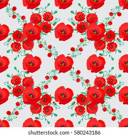 Floral seamless pattern with bright summer flowers on gray background. Endless vector texture for romantic design, decoration, greeting cards, posters, invitations, wrapping, for textile print, fabric