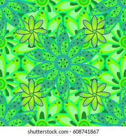 Floral seamless pattern with bright summer flowers in colors. Endless vector texture for romantic design, decoration, greeting cards, posters, wrapping, for textile print and fabric.