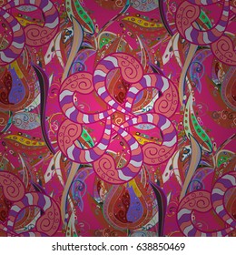Floral seamless pattern with bright summer flowers in red colors. Endless vector texture for romantic design, decoration, greeting cards, posters, wrapping, for textile print and fabric.