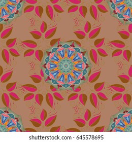 Floral seamless pattern with bright summer leaves in blue colors. Endless vector texture for romantic design, decoration, greeting cards, posters, wrapping, for textile print and fabric.