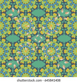 Floral seamless pattern with bright summer flowers in blue colors. Endless vector texture for romantic design, decoration, greeting cards, posters, wrapping, for textile print and fabric.