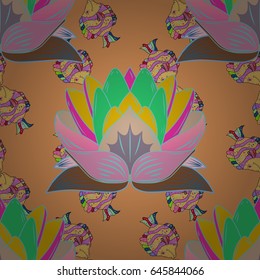 Floral seamless pattern with bright summer flowers in blue colors. Endless vector texture for romantic design, decoration, greeting cards, posters, wrapping, for textile print and fabric.