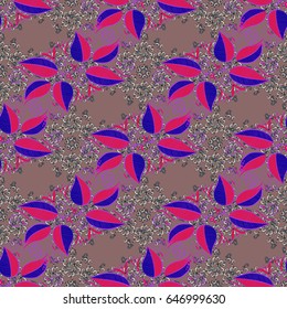 Floral seamless pattern with bright summer leaves in blue colors. Endless vector texture for romantic design, decoration, greeting cards, posters, wrapping, for textile print and fabric.