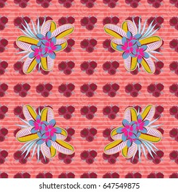 Floral seamless pattern with bright summer flowers. Endless vector texture for romantic design, decoration, greeting cards, posters, invitations, advertisement, for textile print and fabric.