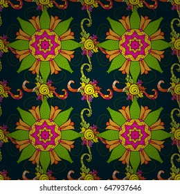Floral seamless pattern with bright summer flowers in blue and pink colors. Endless vector texture for romantic design, decoration, greeting cards, posters, wrapping, for textile print and fabric.