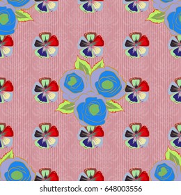 Floral seamless pattern with bright summer flowers. Endless vector texture for romantic design, decoration, greeting cards, posters, invitations, advertisement, for textile print and fabric.