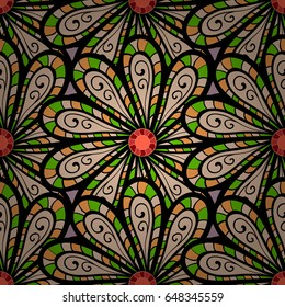 Floral seamless pattern with bright summer flowers in colors. Endless vector texture for romantic design, decoration, greeting cards, posters, wrapping, for textile print and fabric.