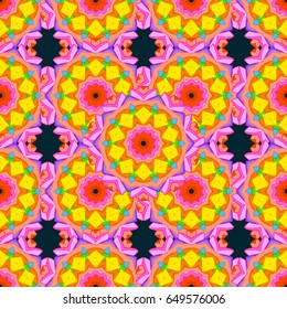 Floral seamless pattern with bright summer flowers in blue and pink colors. Endless vector texture for romantic design, decoration, greeting cards, posters, wrapping, for textile print and fabric.