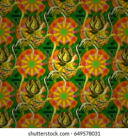 Floral seamless pattern with bright summer flowers in colors. Endless vector texture for romantic design, decoration, greeting cards, posters, wrapping, for textile print and fabric.