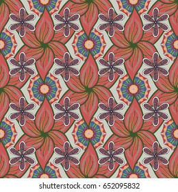 Floral seamless pattern with bright summer flowers in colors. Endless vector texture for romantic design, decoration, greeting cards, posters, wrapping, for textile print and fabric.