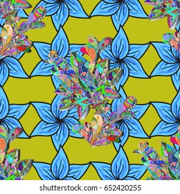 Floral seamless pattern with bright summer flowers in colors. Endless vector texture for romantic design, decoration, greeting cards, posters, wrapping, for textile print and fabric.