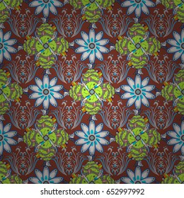 Floral seamless pattern with bright summer flowers in colors. Endless vector texture for romantic design, decoration, greeting cards, posters, wrapping, for textile print and fabric.