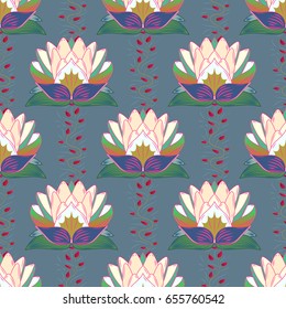 Floral seamless pattern with bright summer flowers in colors. Endless vector texture for romantic design, decoration, greeting cards, posters, wrapping, for textile print and fabric.