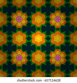 Floral seamless pattern with bright summer flowers in colors. Endless vector texture for romantic design, decoration, greeting cards, posters, wrapping, for textile print and fabric.