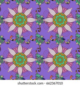 Floral seamless pattern with bright summer flowers in blue colors. Endless vector texture for romantic design, decoration, greeting cards, posters, wrapping, for textile print and fabric.