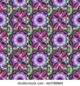 Floral seamless pattern with bright summer flowers in colors. Endless vector texture for romantic design, decoration, greeting cards, posters, wrapping, for textile print and fabric.