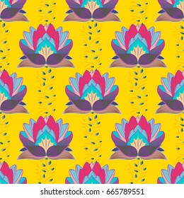 Floral seamless pattern with bright summer flowers in colors. Endless vector texture for romantic design, decoration, greeting cards, posters, wrapping, for textile print and fabric.