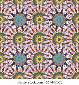 Floral seamless pattern with bright summer flowers in colors. Endless vector texture for romantic design, decoration, greeting cards, posters, wrapping, for textile print and fabric.