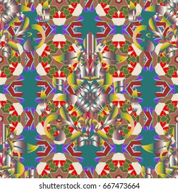 Floral seamless pattern with bright summer flowers in colors. Endless vector texture for romantic design, decoration, greeting cards, posters, wrapping, for textile print and fabric.