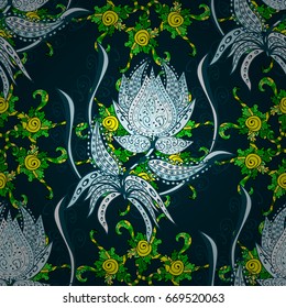 Floral seamless pattern with bright summer flowers in colors. Endless vector texture for romantic design, decoration, greeting cards, posters, wrapping, for textile print and fabric.