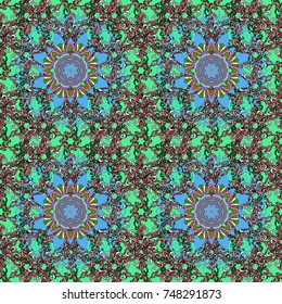 Floral seamless pattern with bright summer flowers in blue colors. Endless vector texture for romantic design, decoration, greeting cards, posters, wrapping, for textile print and fabric.