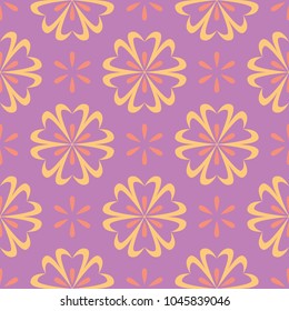 Floral seamless pattern. Bright violet background with colored design for textile and wallpapers