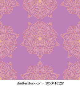 Floral seamless pattern. Bright violet background with colored design for wallpapers, textile and fabrics
