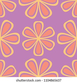 Floral seamless pattern. Bright violet background with colored design for textile and wallpapers