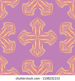 Floral seamless pattern. Bright violet background with colored design for textile and wallpapers