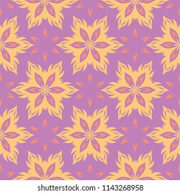 Floral seamless pattern. Bright violet background with colored design for wallpapers, textile and fabrics