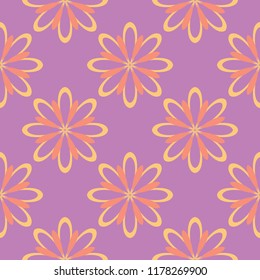 Floral seamless pattern. Bright violet background with colored design for wallpapers, textile and fabrics