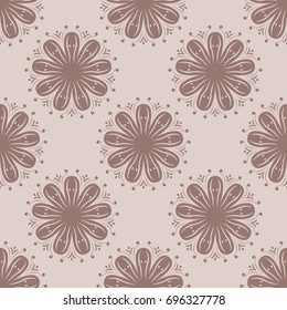 Floral seamless pattern. Brown and beige abstract background for wallpaper and textile